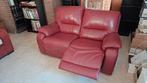 Lederen tweezit met automatische relax, Ophalen, Zo goed als nieuw, Tweepersoons, Leer