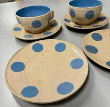 Antiek vintage pottery Uk wheel - kop schotels servies setje beschikbaar voor biedingen