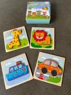 baby inleg puzzels 4 giraf leeuw auto boot, Ophalen of Verzenden, Zo goed als nieuw, Van hout, Minder dan 10 stukjes