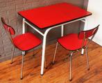 Rode Formica Tafel + 2 Rode Formica Stoelen / Jaren 60, Ophalen