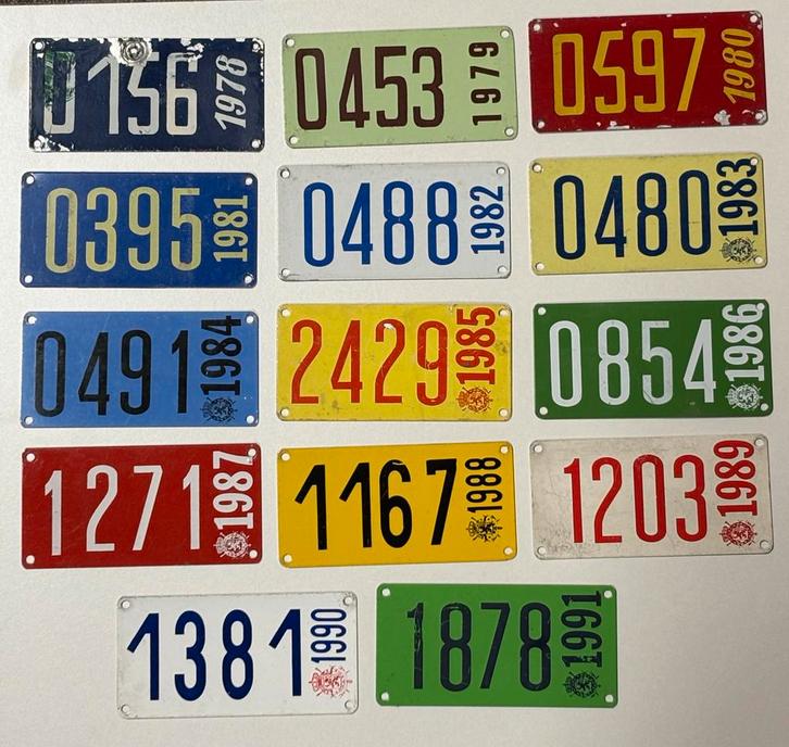 14 Bootplaten Taksplaten nummerplaat decoratie mancave retro, Antiek en Kunst, Curiosa en Brocante, Ophalen of Verzenden