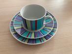 Dessert servies 4 personen - blauw groen, Ophalen of Verzenden, Zo goed als nieuw, Porselein
