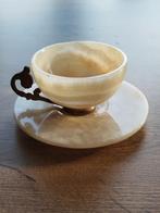 Onyx Kop en Schotel met Messing Handvat, Huis en Inrichting, Ophalen, Overige materialen, Nieuw, Overige stijlen