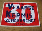 Oude Sticker 1978 Vlaamse Kermis Zonderschot, Bedrijf of Vereniging, Ophalen of Verzenden, Zo goed als nieuw