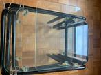 Table gigogne en  métal noir et vitres en verres, Gebruikt, Rechthoekig, Moderne, Glas