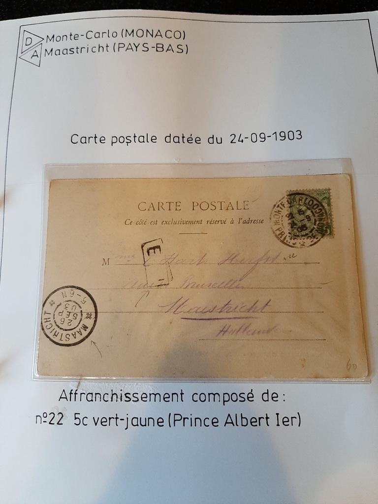 Lot de cartes postales de Monaco 1903, Enlèvement ou Envoi