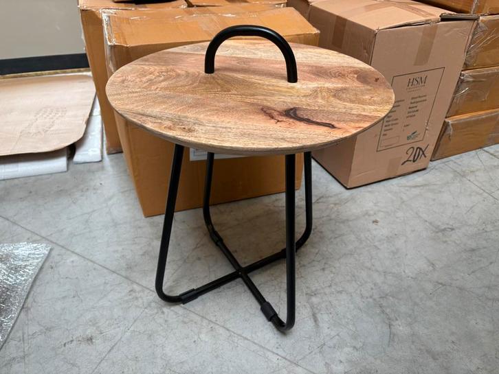 Nieuwe ronde bijzettafel met handvat HSM collectie, Huis en Inrichting, Woonaccessoires | Overige, Nieuw, Ophalen of Verzenden
