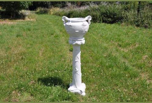 § complet colonne et cache pot en barbotine peint blanc, Antiek en Kunst, Antiek | Keramiek en Aardewerk, Ophalen