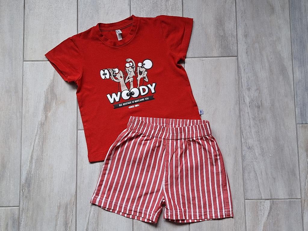 ★ M104 - Woody zomerpyjama thema stokstaartje, Nacht- of Onderkleding, Ophalen of Verzenden, Zo goed als nieuw, Jongen