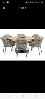 Table Grado avec 6 chaises en nappa avec coussins, Jardin & Terrasse, Ensembles de jardin, Comme neuf, Rotin, Enlèvement, Salons de jardin