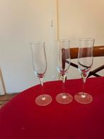 3 kristallen champagne glazen, Ophalen of Verzenden, Zo goed als nieuw, Overige typen