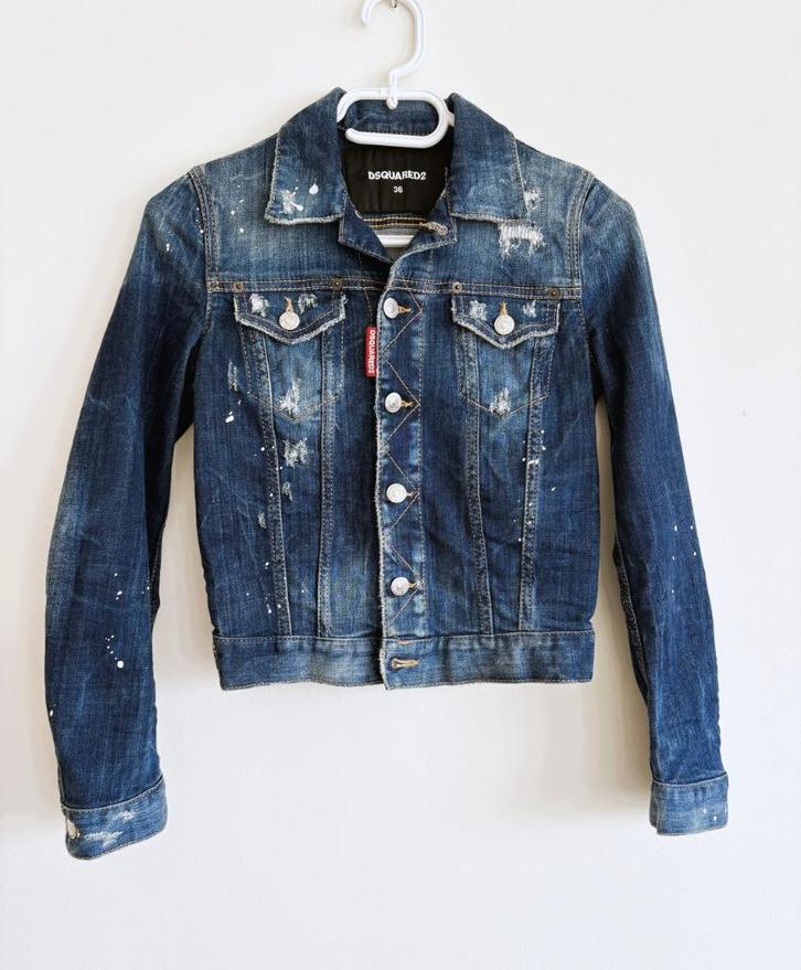 DSQUARED2 Denim Jacket – Iconische Stijl & Topkwaliteit, Kleding | Dames, Truien en Vesten, Zo goed als nieuw, Maat 34 (XS) of kleiner