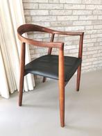 8 eetkamerstoelen massieve walnoot met zitting leder zwart, Ophalen, Gebruikt, Zwart, Hout