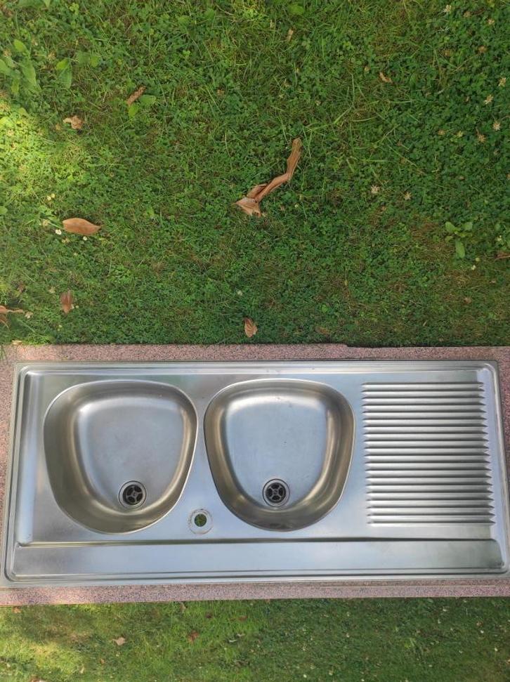 Lavabo avec lavabo, Bricolage & Construction, Sanitaire, Utilisé, Robinet, Chrome, Inox, Enlèvement