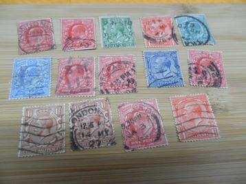 Vintage 14 timbres oblitérés George V état voir photos