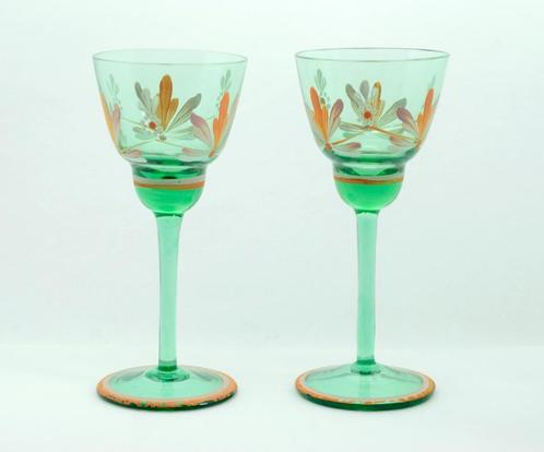 Anciens verres Cocktail en cristal peint main, Antiquités & Art, Antiquités | Verre & Cristal, Enlèvement ou Envoi