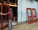 Hardhouten deuren met glas, ideaal serre/overkapping pr.p.st, Ophalen of Verzenden, Gebruikt, Veranda