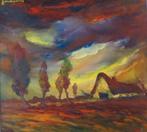 LEO JORDAENS / BOERDERIJ / OLIEVERF PANEEL / 67x72cm / KADER, Antiek en Kunst, Ophalen