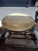 Ronde salon tafel met granieten blad en koperen onderstel, Huis en Inrichting, Ophalen