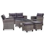 Loungeset Comfort met kussens poly rattan donkergrijs, Verzenden, 6 zitplaatsen, Nieuw, Bank