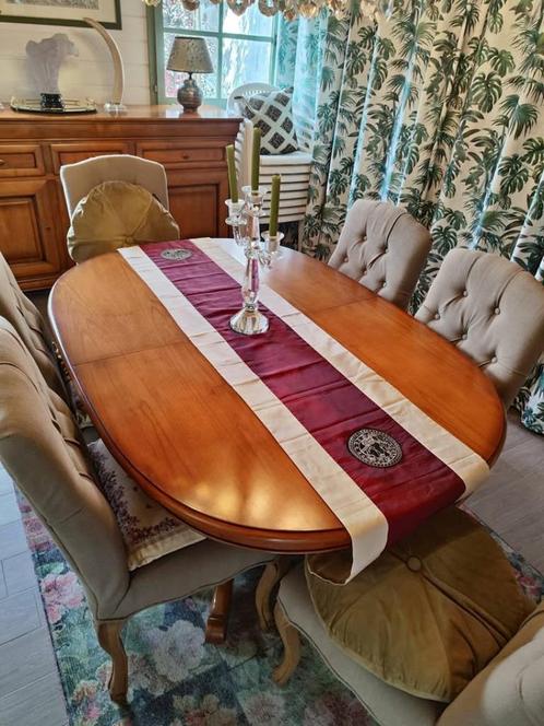 Massieve kerselaren eettafel - uitrekbaar, Huis en Inrichting, Tafels | Eettafels, Zo goed als nieuw, 200 cm of meer, Vijf personen of meer