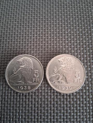 5 FR BELGIE 1938/39 - 23 STUKKEN beschikbaar voor biedingen