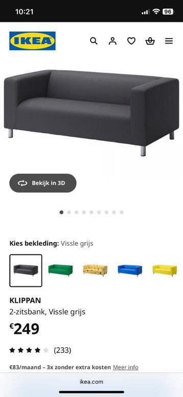 IKEA 2 zitszetel klippan, 75 à 100 cm, Enlèvement, Utilisé, Tissus