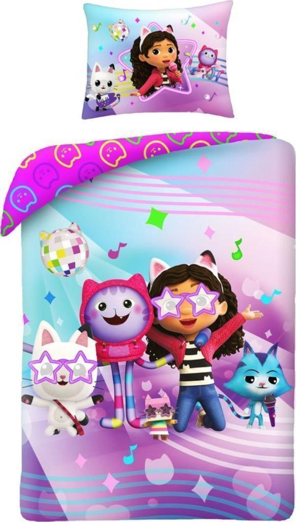 Gabby's Poppenhuis Dekbedovertrek 140 x 200 - Stars, Kinderen en Baby's, Kinderkamer | Beddengoed, Nieuw, Dekbedovertrek, Roze