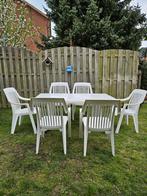 Tuinset Inclusief tuintafel + 6 tuinstoelen stapelbare, Ophalen, Zo goed als nieuw, Tuinset
