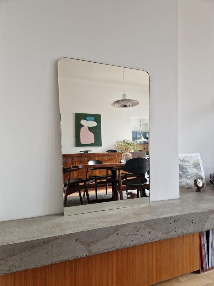 Vintage sixties XL spiegel, Huis en Inrichting, Woonaccessoires | Spiegels, Gebruikt, 50 tot 75 cm, Minder dan 100 cm, Overige vormen