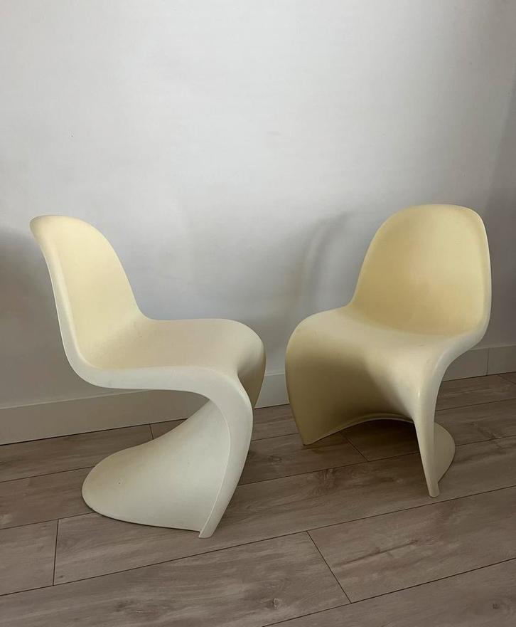 Ser van 2 Junior Vitra Panton chairs, Huis en Inrichting, Stoelen, Gebruikt, Twee, Kunststof, Wit, Ophalen