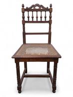 Set 6 Henri II eikenhouten rieten stoelen, Antiek en Kunst, Ophalen