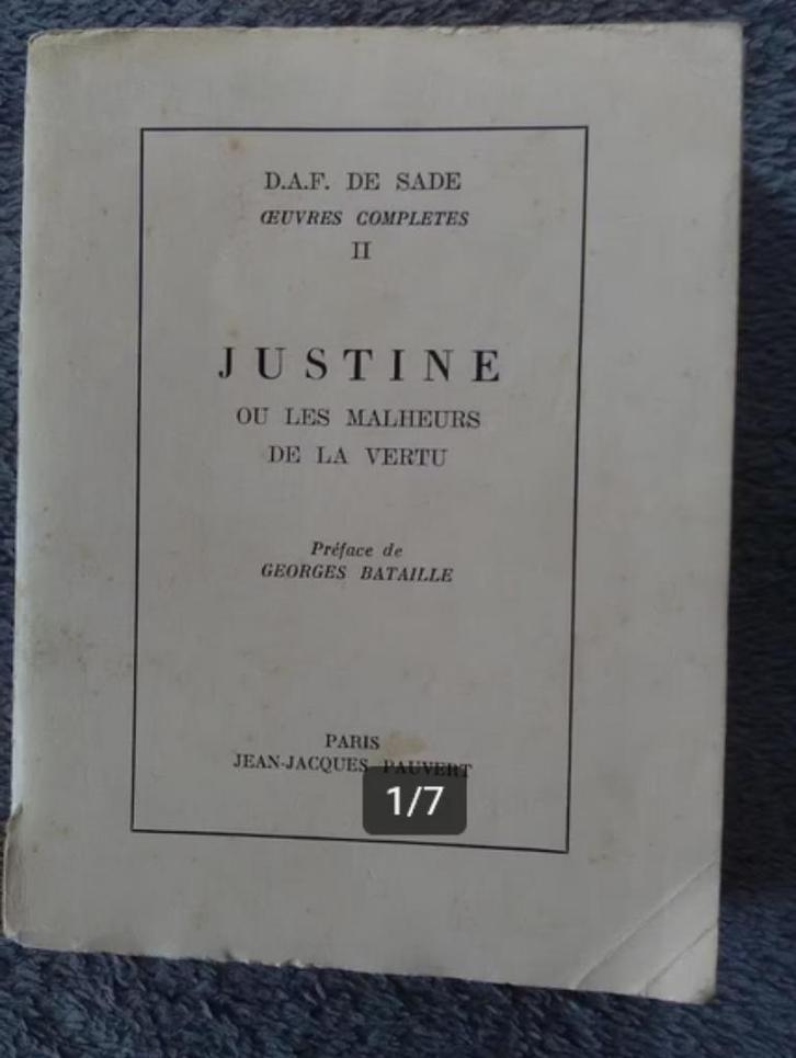 „Justine of de ellende van de deugd” Markies de Sade (1955), Boeken, Literatuur, Gelezen, Europa overig, Ophalen of Verzenden