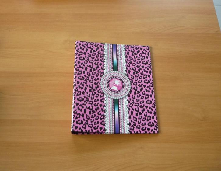 Fuchsia roze luipaard parels A4 map ringmap documentenmap, Diversen, Schoolbenodigdheden, Ophalen of Verzenden