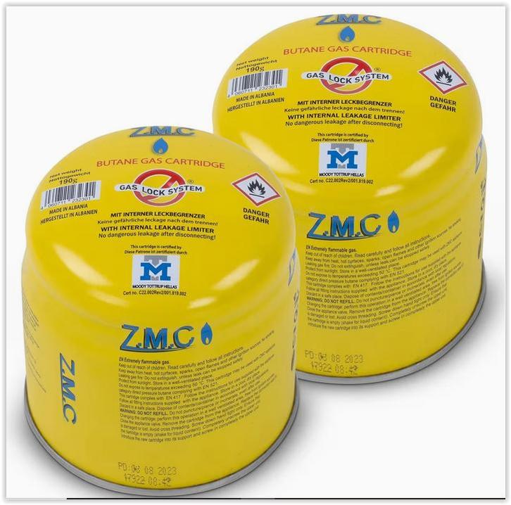 2 Cartouches de Gaz Butane ZMC 190g Type C200 EN417 |, Caravanes & Camping, Accessoires de camping, Neuf, Enlèvement ou Envoi