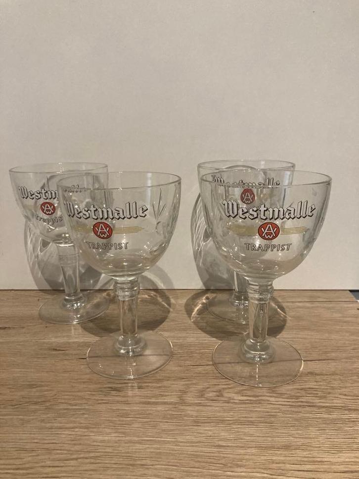 4 Westmalle bierglazen, Verzamelen, Glas en Drinkglazen, Gebruikt, Ophalen of Verzenden