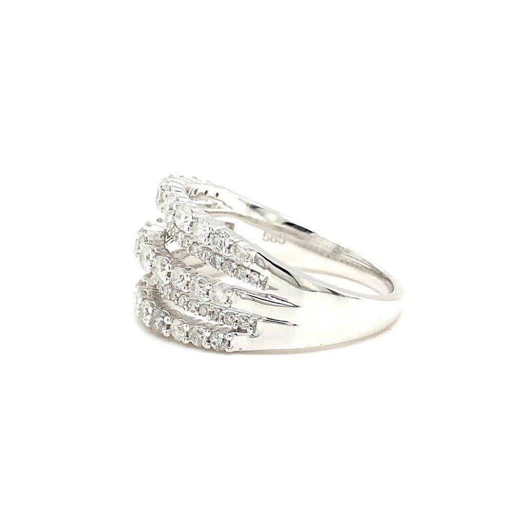 14kt witgouden ring met diamanten, Bijoux, Sacs & Beauté, Bagues, Neuf, Femme, 17 à 18, Blanc, Or, Avec pierre précieuse, Enlèvement ou Envoi