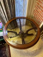 Ronde glazen bijzettafel, Huis en Inrichting, Tafels | Bijzettafels, Ophalen, Gebruikt, Rond