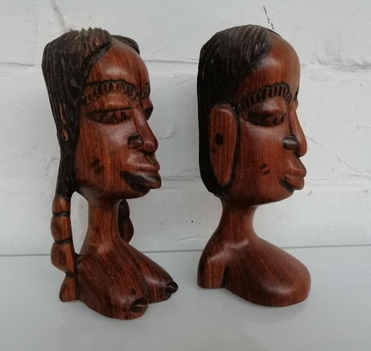 Twee Houten Beeldjes, Antiquités & Art, Art | Sculptures & Bois, Enlèvement ou Envoi