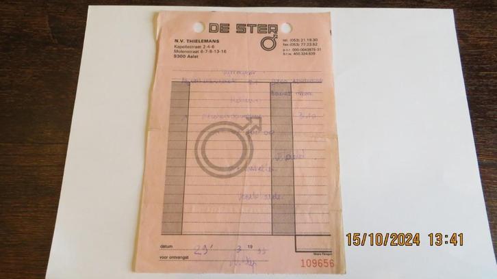 DE STER   ijzerwaren- huishoudartikelen  in 1993 uit Aalst, Verzamelen, Merken en Reclamevoorwerpen, Zo goed als nieuw, Verpakking