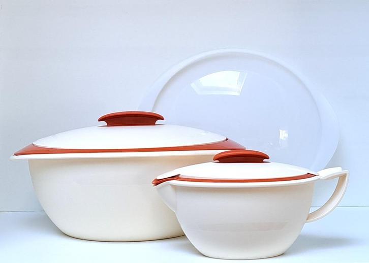 Tupperware « Serveerschaal en Sauskom Iso Duo » Terra Cotta, Huis en Inrichting, Keuken | Tupperware, Nieuw, Bak of Kom, Crème