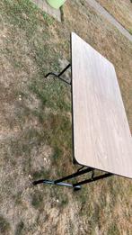 3 x Houten plooittafel met stalen buizen onderdstel, Ophalen, Gebruikt