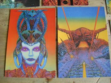 lot van 9 vintage fantasy art postkaarten