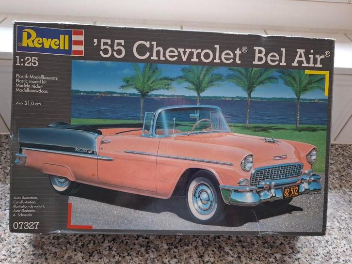 '55 Chevrolet Bel Air van REVELL 1/25e, Hobby en Vrije tijd, Modelauto's | Overige schalen, Zo goed als nieuw, Auto, Ophalen of Verzenden