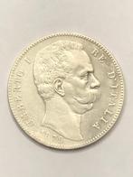 Munt zilver Italië 5 lire Umberto jaartal 1879 mooi, Ophalen of Verzenden, Italië, Losse munt, Zilver
