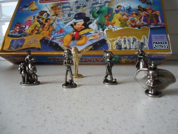"6 Metalen Disneyfiguurtjes" van Disney Monopoly in prima st, Hobby en Vrije tijd, Gezelschapsspellen | Overige, Zo goed als nieuw