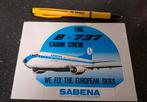 Vintage sticker Sabena B737 cabincrew, Verzamelen, Ophalen of Verzenden, Zo goed als nieuw, Kaart, Foto of Prent