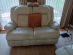 Salon, 3 zit en 2 zit, leder, cremekleurig, Huis en Inrichting, Ophalen, Leder, Gebruikt, 200 tot 250 cm