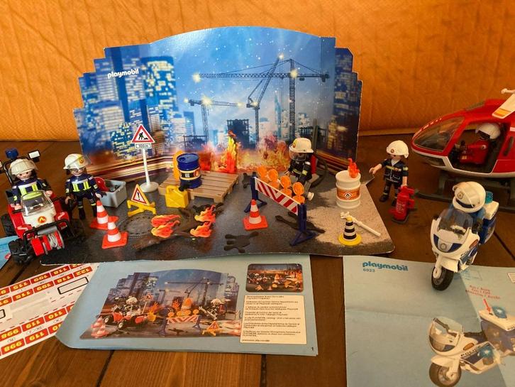 playmobil brandweer, politie, reddingshelikopter set, Kinderen en Baby's, Speelgoed | Playmobil, Gebruikt, Los Playmobil, Ophalen