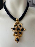 Franklab Paris vintage steengouden metalen halsketting, Handtassen en Accessoires, Kettingen, Met hanger, Gebruikt, Ophalen of Verzenden